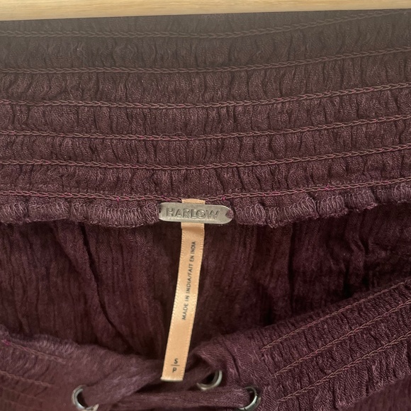 Harlow Maroon Lace Up Blouse Crop Top Off Shoulder 3/4 Sleeve Boxy Knit - Picture 3 of 3